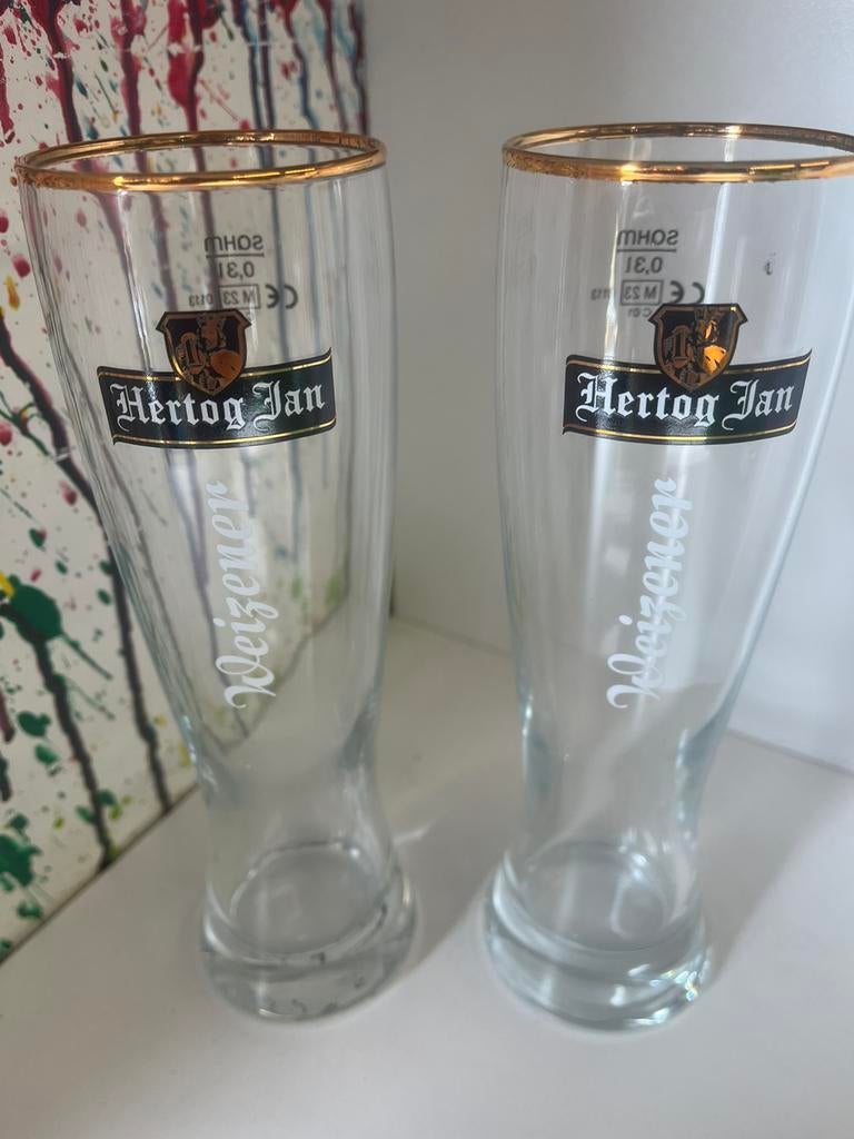 Hertog Jan Weizener bierglazen set van 2 glazen, Ophalen of Verzenden, Nieuw, Glas of Glazen, Hertog Jan