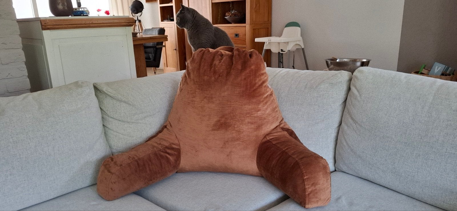 Comfortabel voedingskussen met armleuningen - Bruin, Overige merken, Gebruikt, Bruin, Rugkussen