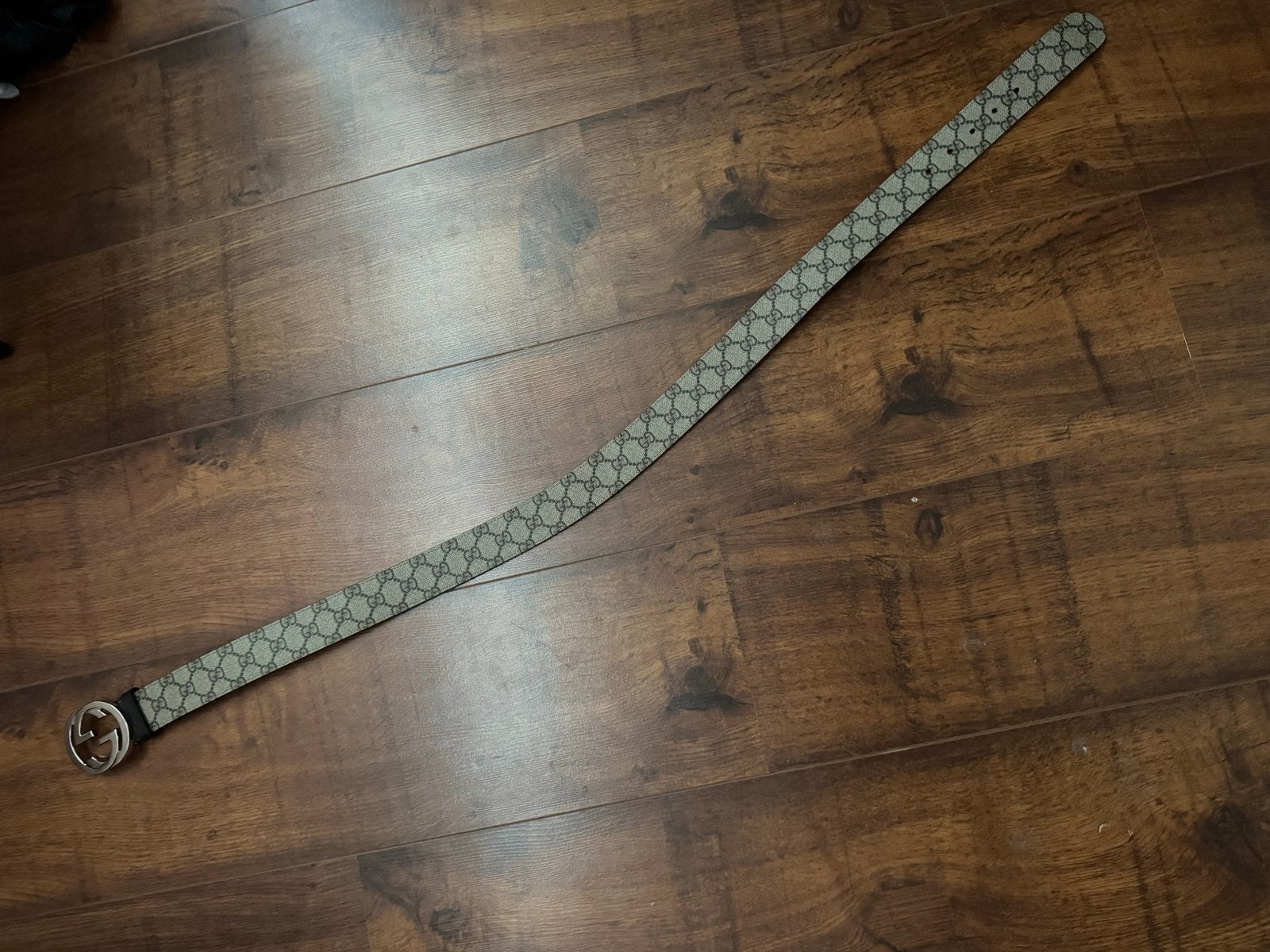 Gucci GG Supreme riem met Interlocking G gesp, Ophalen, Echt leder, Heupriem, Zo goed als nieuw