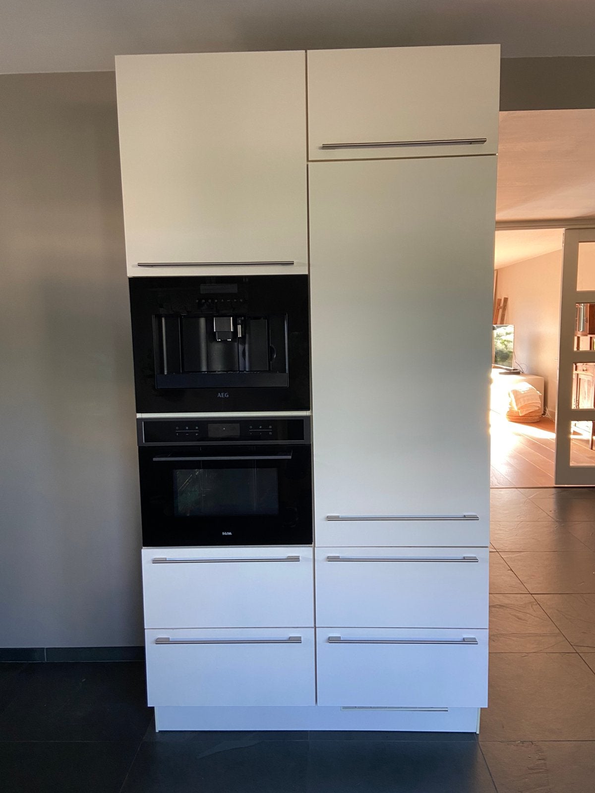 Keukenkast met koffiemachine en koelkast(zonder oven), Huis en Inrichting, Ophalen, Gebruikt, Wit, Overige typen
