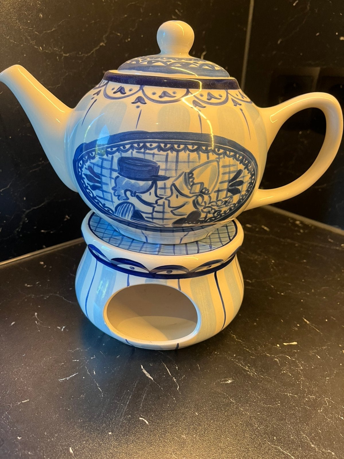 Delfts blond Amsterdam- thee pot+ theelicht onderzetter, Ophalen, Zo goed als nieuw, Delftsblauw, Theepot