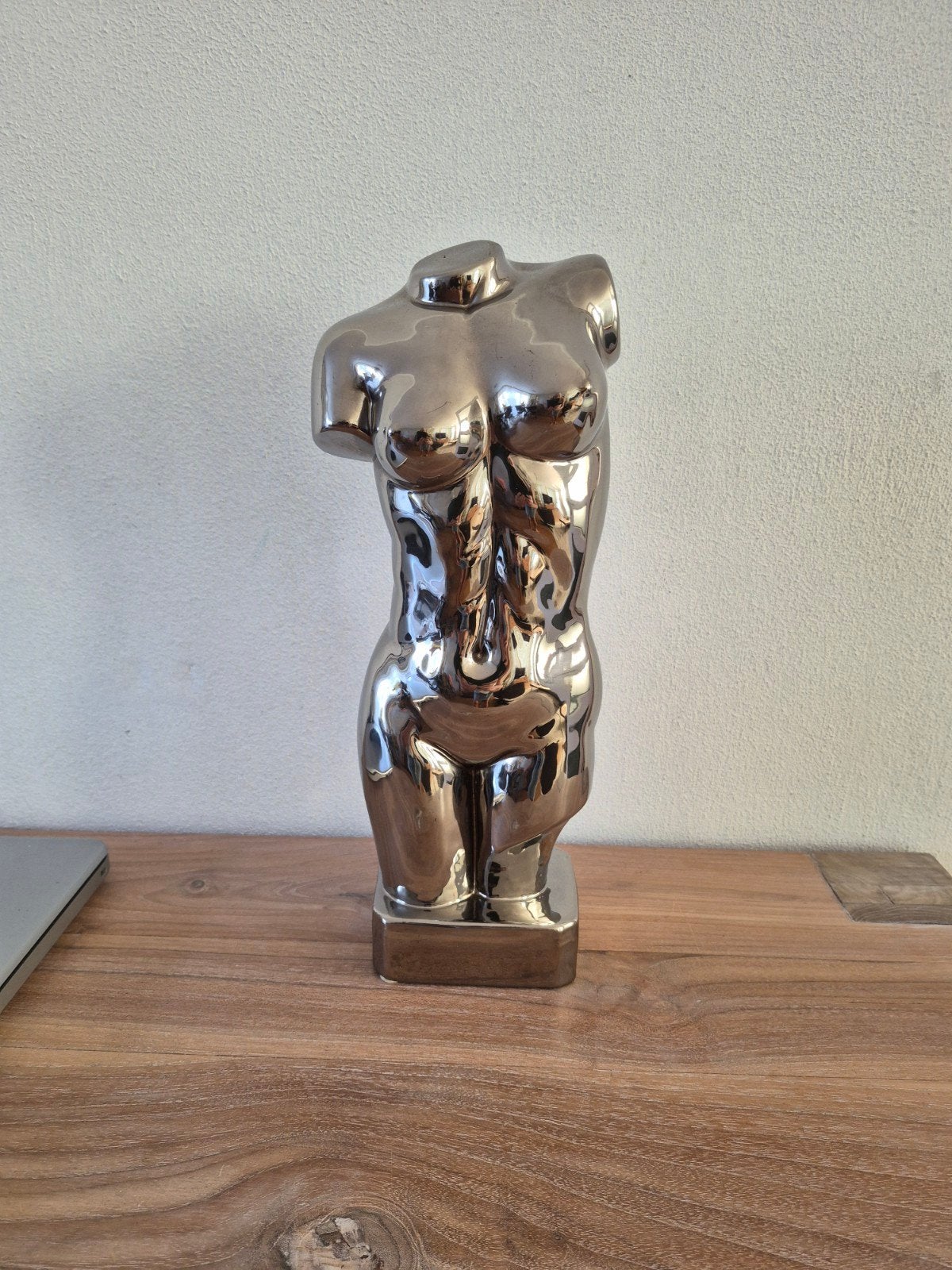 Zilverkleurige Vrouwentorso Decoratie - 36 cm Hoog, Ophalen of Verzenden, Gebruikt, Zilver