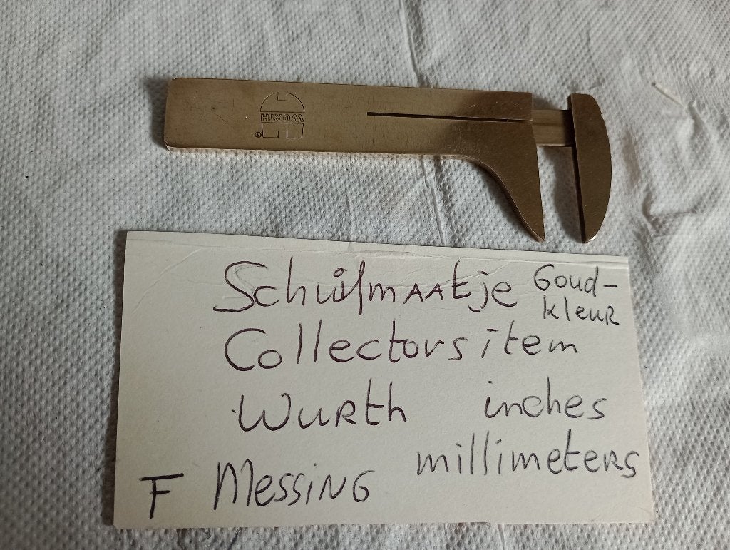 Wurth Schuifmaatje Goudkleurig Messing Collectorsitem, Auto diversen, Ophalen of Verzenden, Gebruikt