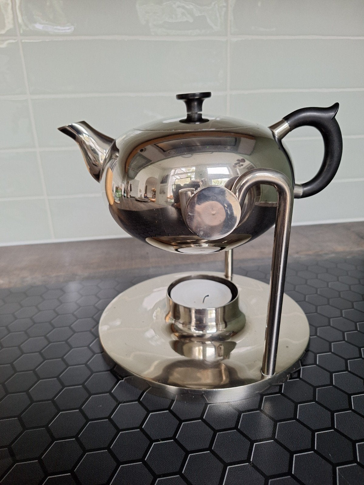 kantel theepot vintage chroom, Antiek en Kunst, Ophalen of Verzenden