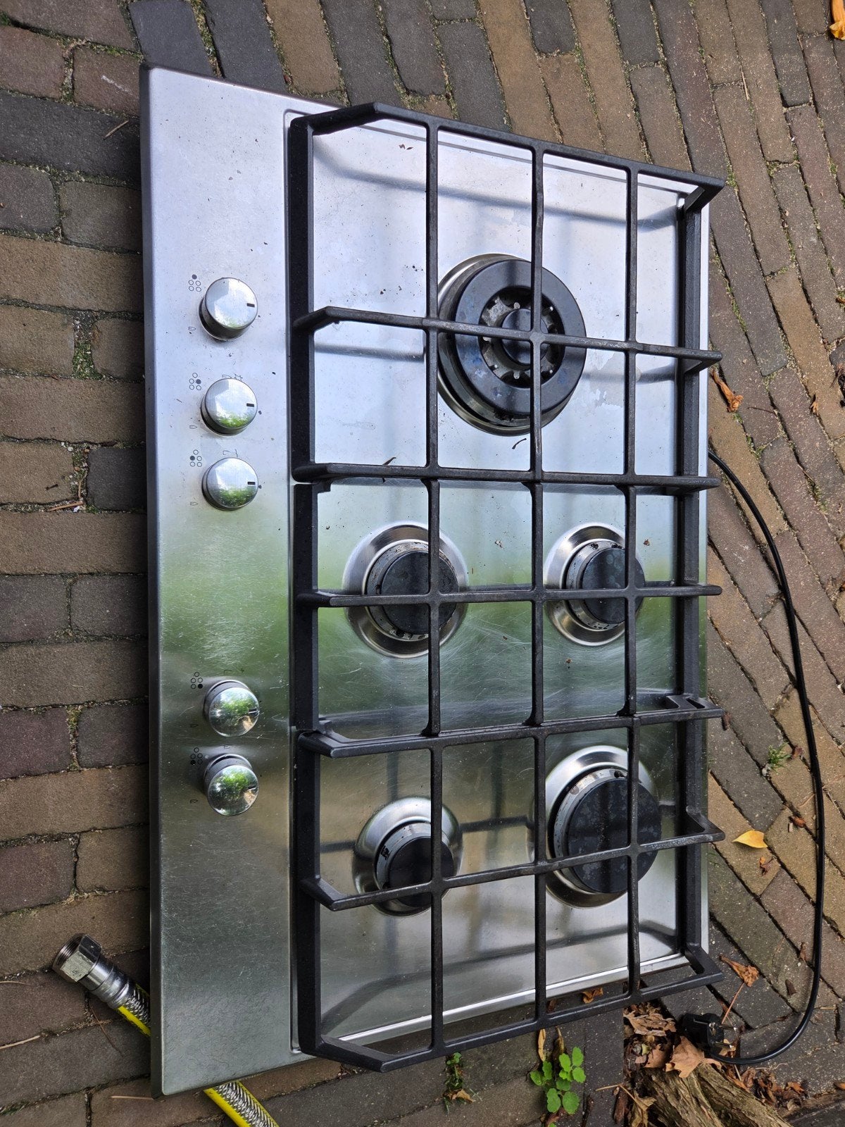 AEG HG755550SM Inbouw Kookplaat 5 Pitten + Slang, Witgoed en Apparatuur, Kookplaten, Ophalen, Gebruikt, Inbouw, Gas
