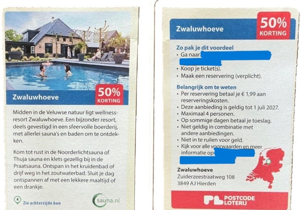 Zwaluwhoeve  50% korting, Drie personen of meer, Kortingsbon, Spa of Sauna