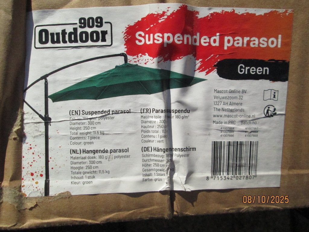 Zweef parasol., Ophalen, Gebruikt, 2 tot 3 meter, Zweefparasol