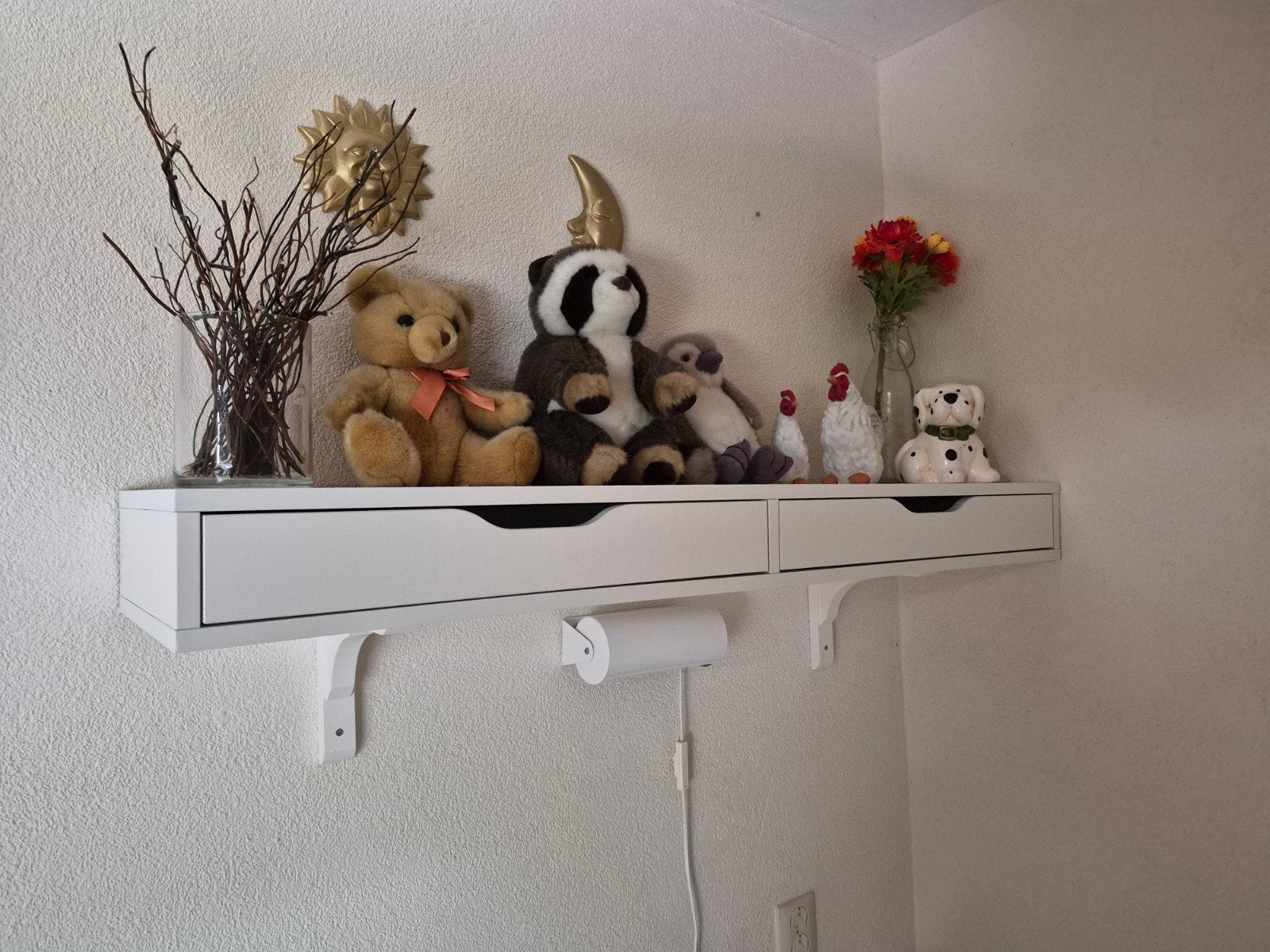 IKEA plank wit met 2 lades ekby alex  + ramshult  // bedlamp, Huis en Inrichting, Ophalen, Zo goed als nieuw