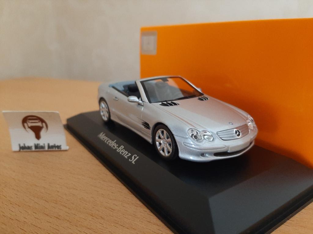 Mercedes-Benz SL-Klasse (R230) 2001 Zilver - 1:43, Overige merken, Auto, Nieuw, Ophalen of Verzenden