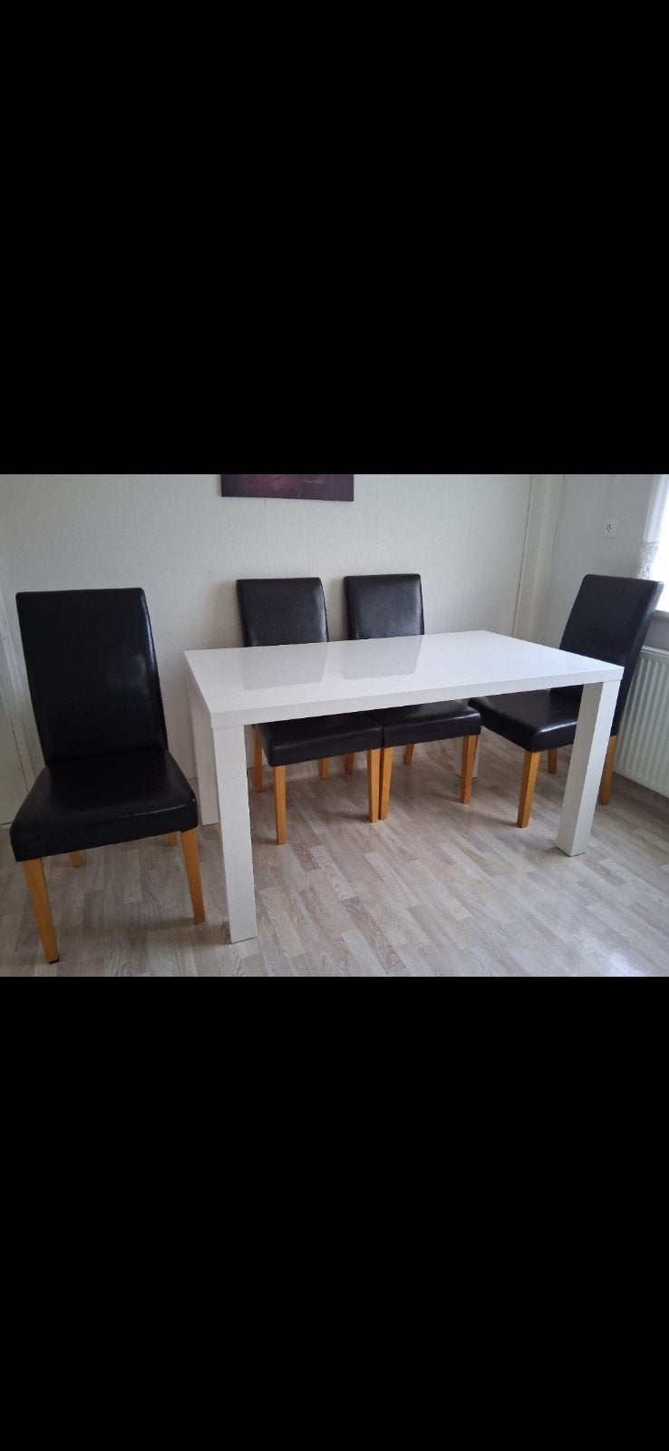 Witte eettafel met stoelen, Huis en Inrichting, Ophalen, 50 tot 100 cm, Zo goed als nieuw, Modern