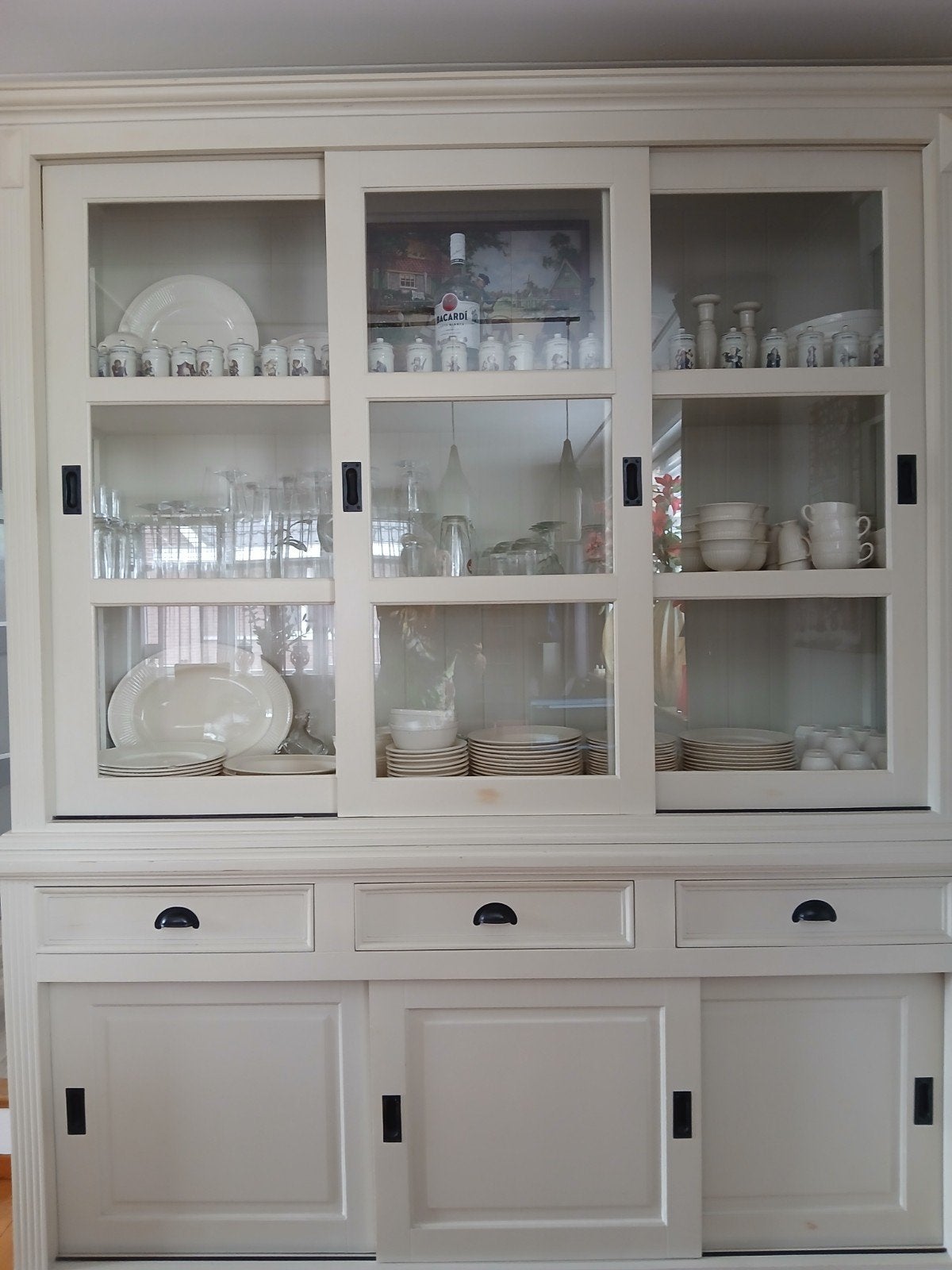 Servieskast, buffetkast., Ophalen, Gebruikt, Glas, 150 tot 200 cm