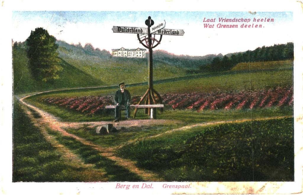 914381 Berg en Dal Gld Grenspaal Postzegel afgeweekt, Ophalen of Verzenden, 1920 tot 1940, Gelopen, Gelderland