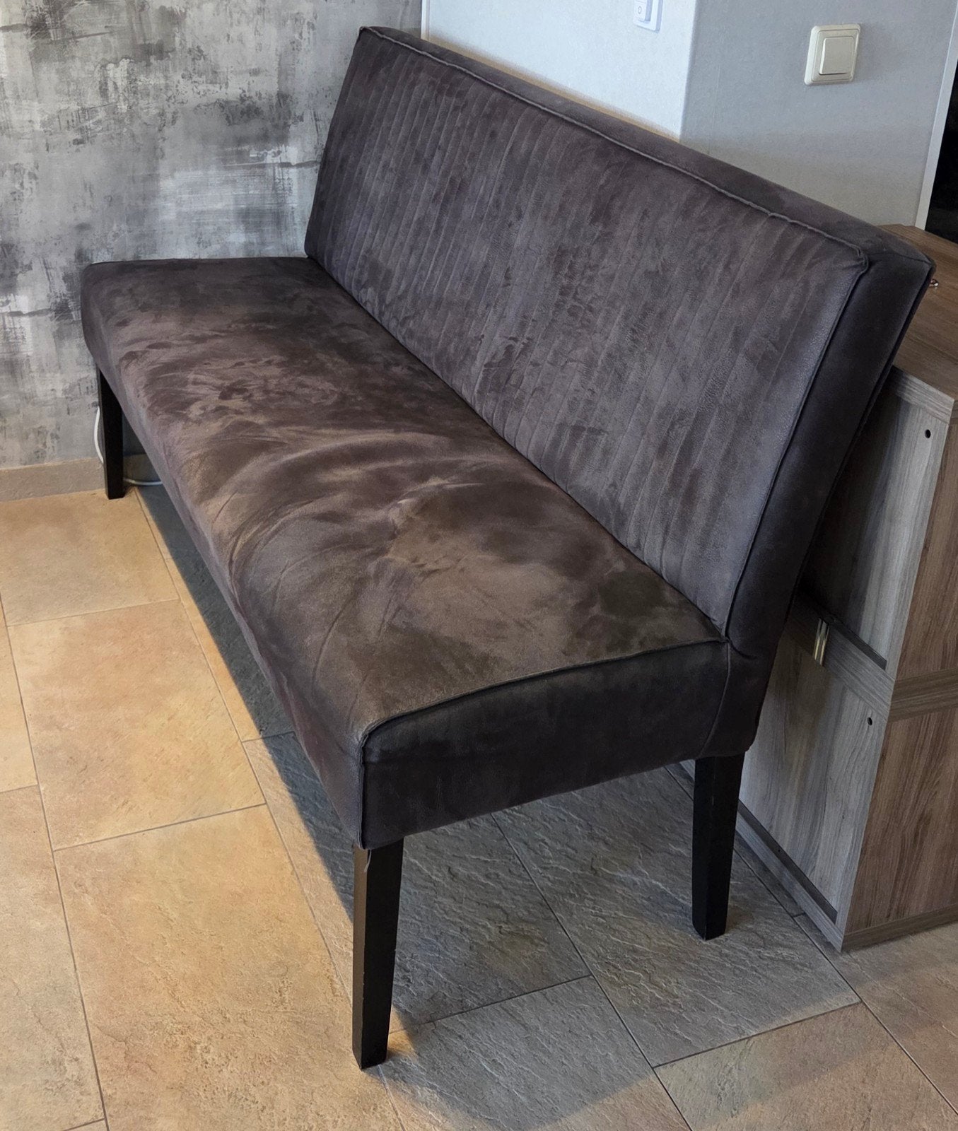 Stoffen eettafel bank 150x55 cm - Comfortabel en stijlvol, Ophalen, Gebruikt, Minder dan 75 cm, 150 tot 200 cm