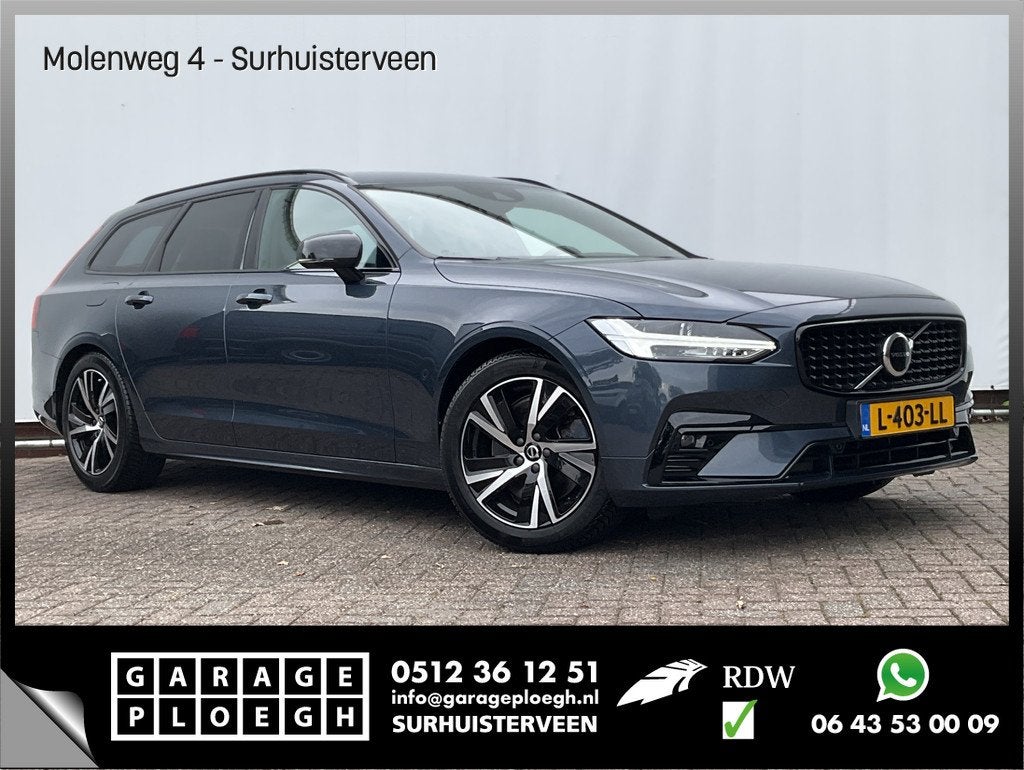 Volvo V90 B4 Ultimate Dark Leer Memory Camera Carplay Stoel/, Auto's, Euro 6, 4 cilinders, Blauw, Lichtsensor