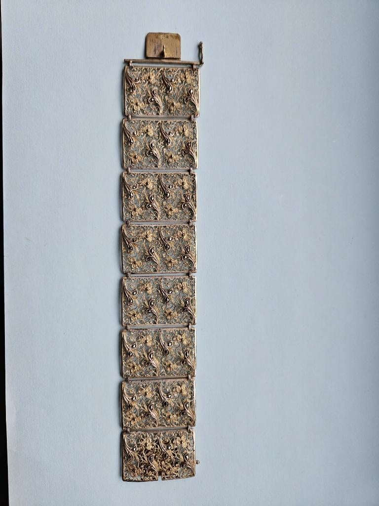 Brede schakelarmband filigraan, Ophalen of Verzenden, Zo goed als nieuw, Overige kleuren, Overige materialen