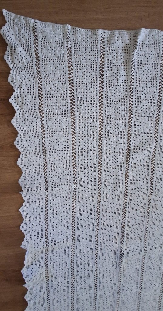 Oude gehaakte sprei - puntgaaf - wit - 193 x 175 cm., Ademend, Eenpersoons, Wit, Katoen