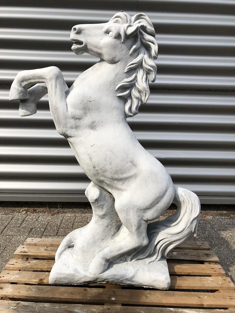 Steigerend Paard XL - Massief Gegoten Steen, Dierenbeeld, Steen, ., Ophalen of Verzenden