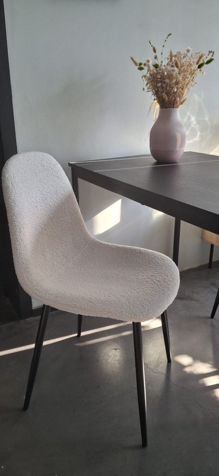 Mooie teddy eetkamerstoelen, Huis en Inrichting, Stoelen, Ophalen, Zo goed als nieuw, Wit, Stof