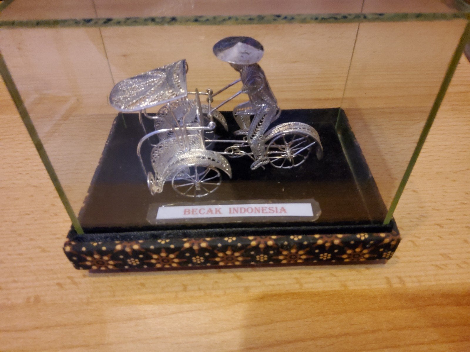 Zilveren Becak Miniatuur - Indonesische Riksja Decoratie, Ophalen of Verzenden, Zo goed als nieuw
