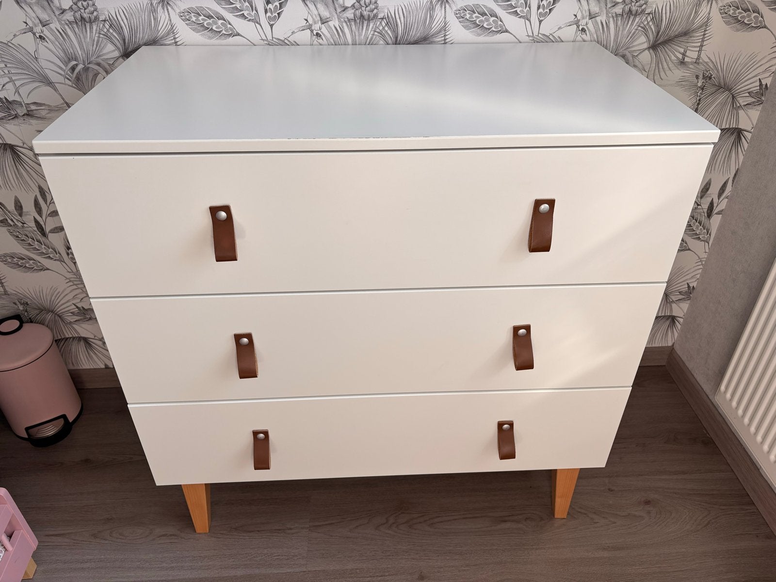Bopita Commode Indy - Wit met Leren Handgrepen, Kinderen en Baby's, Kinderkamer | Commodes en Kasten, Ophalen, 50 tot 70 cm, Zo goed als nieuw