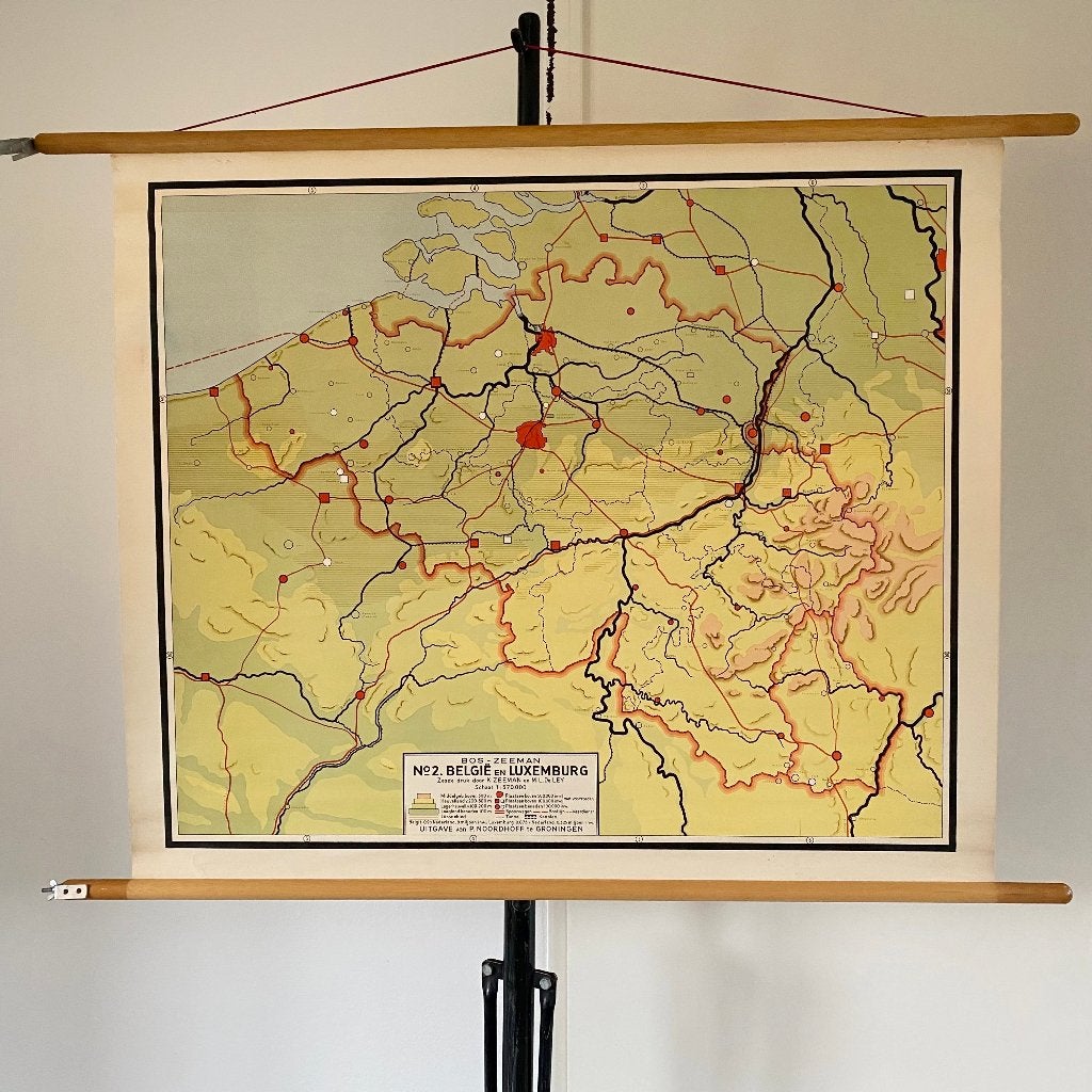 Schoolkaart België en Luxemburg 1959, Ophalen of Verzenden, Aardrijkskunde