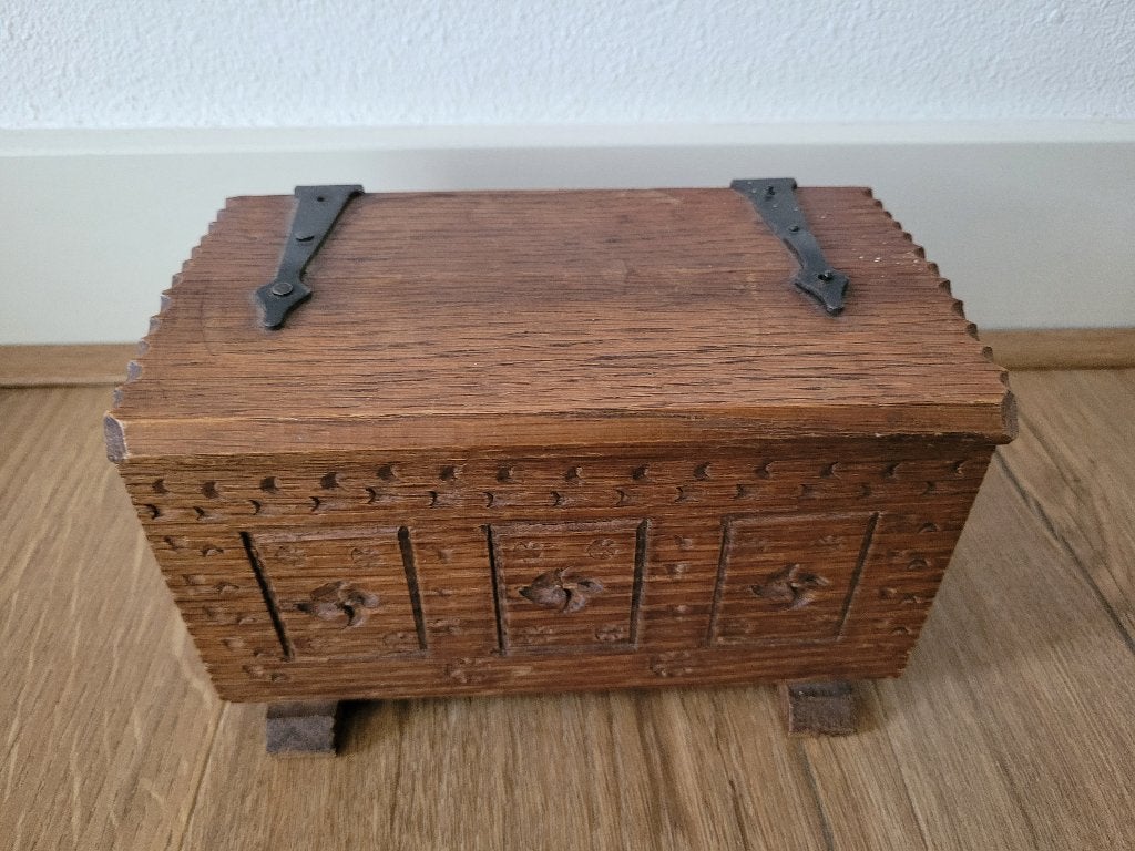 Vintage houten miniatuur dekenkist - opbergkistje, Ophalen of Verzenden