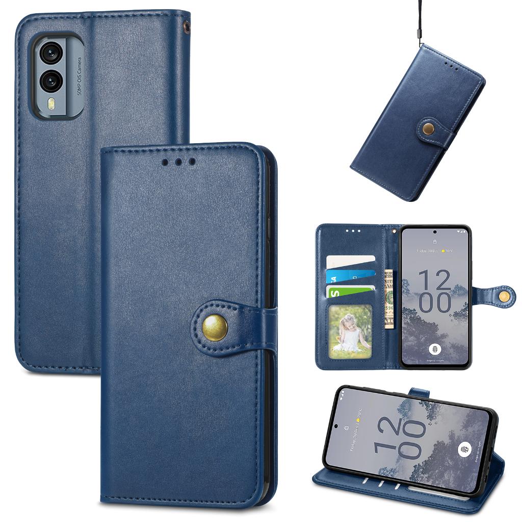 Luxe Wallet Case + Screenprotector voor Nokia X30 _ Blauw, Verzenden, Nieuw, Hoesje of Tasje