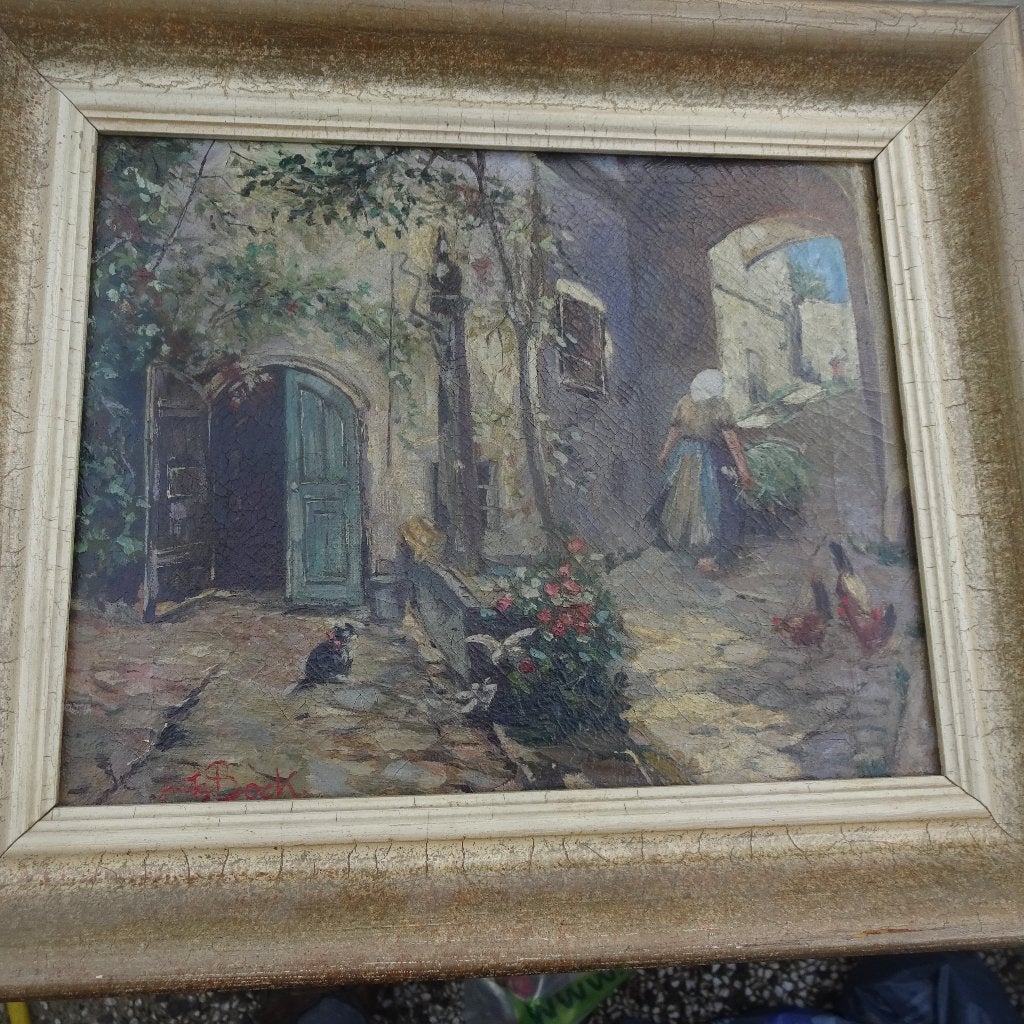 Antiek schilderij van Fritz Bock Oostenrijk, Antiek en Kunst, Kunst | Schilderijen | Klassiek, Doek, Ophalen of Verzenden, Olieverf