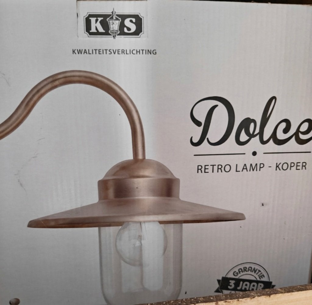 Dolce retrolamp koper, Tuin en Terras, Ophalen of Verzenden, Nieuw