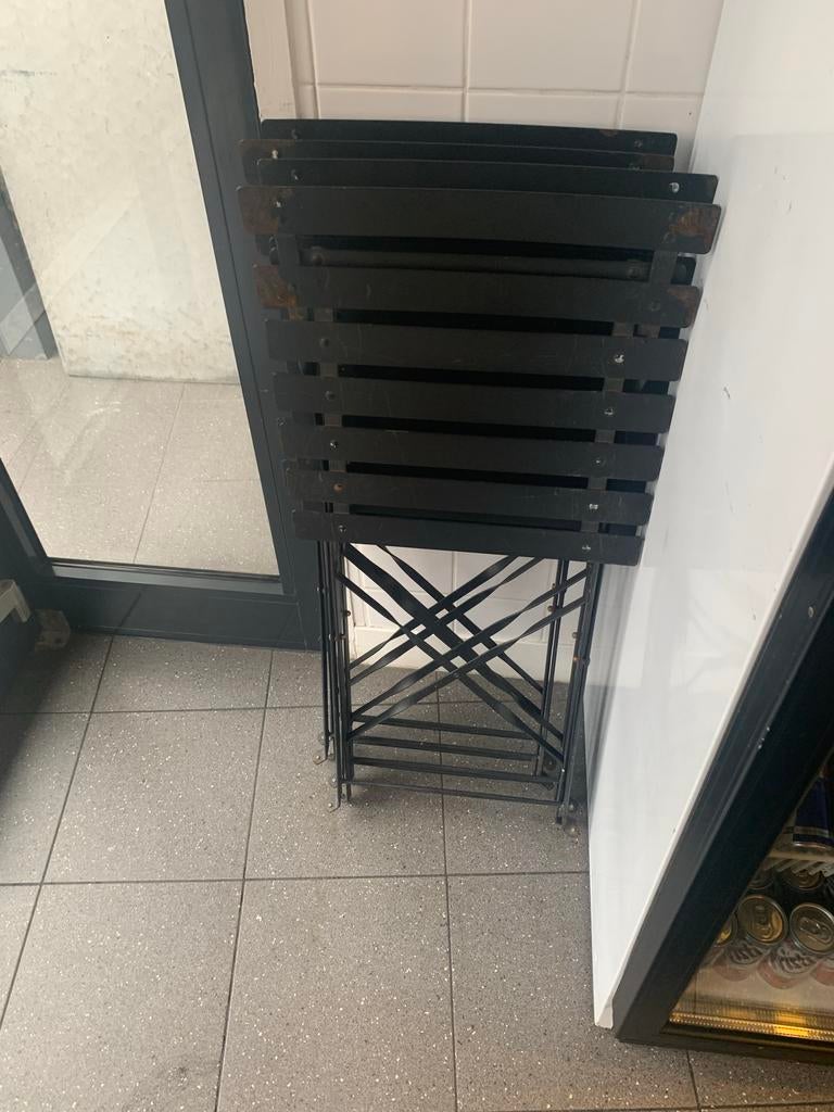 Zwarte inklapbare tuinstoelen (set van 4), Tuin en Terras, Tuinstoelen, Gebruikt, Metaal, Inklapbaar, Ophalen
