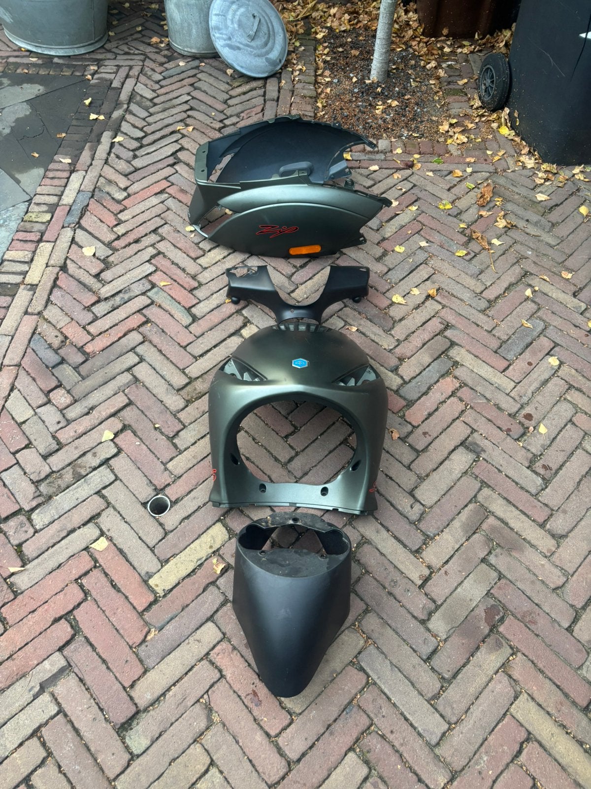 Piaggio zip kappenset matgroen gebruikt, Ophalen of Verzenden, Gebruikt, Kap, Piaggio