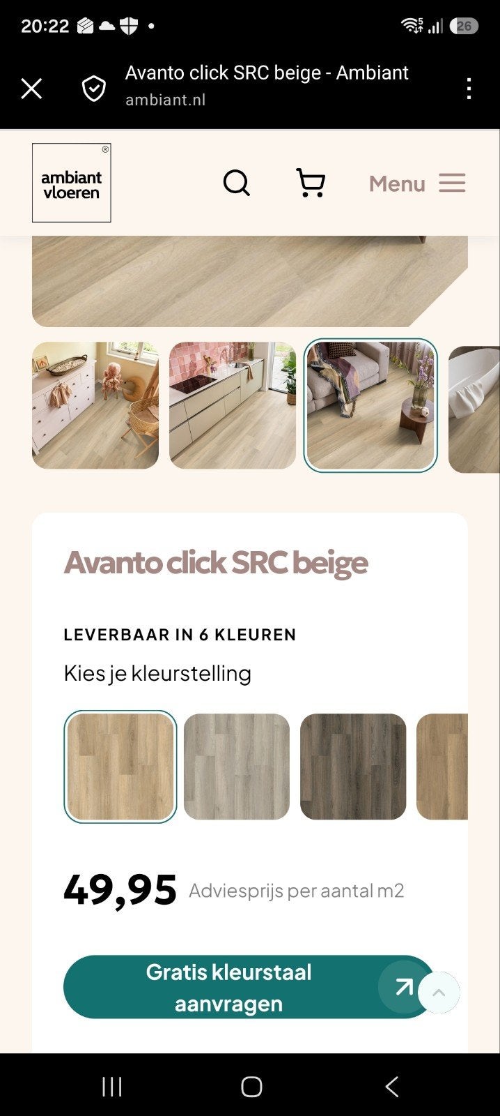 Restpartij Avanto klik-pvc met geïntegreerde ondervloer 8,9m, Huis en Inrichting, Stoffering | Vloerbedekking, Ophalen of Verzenden