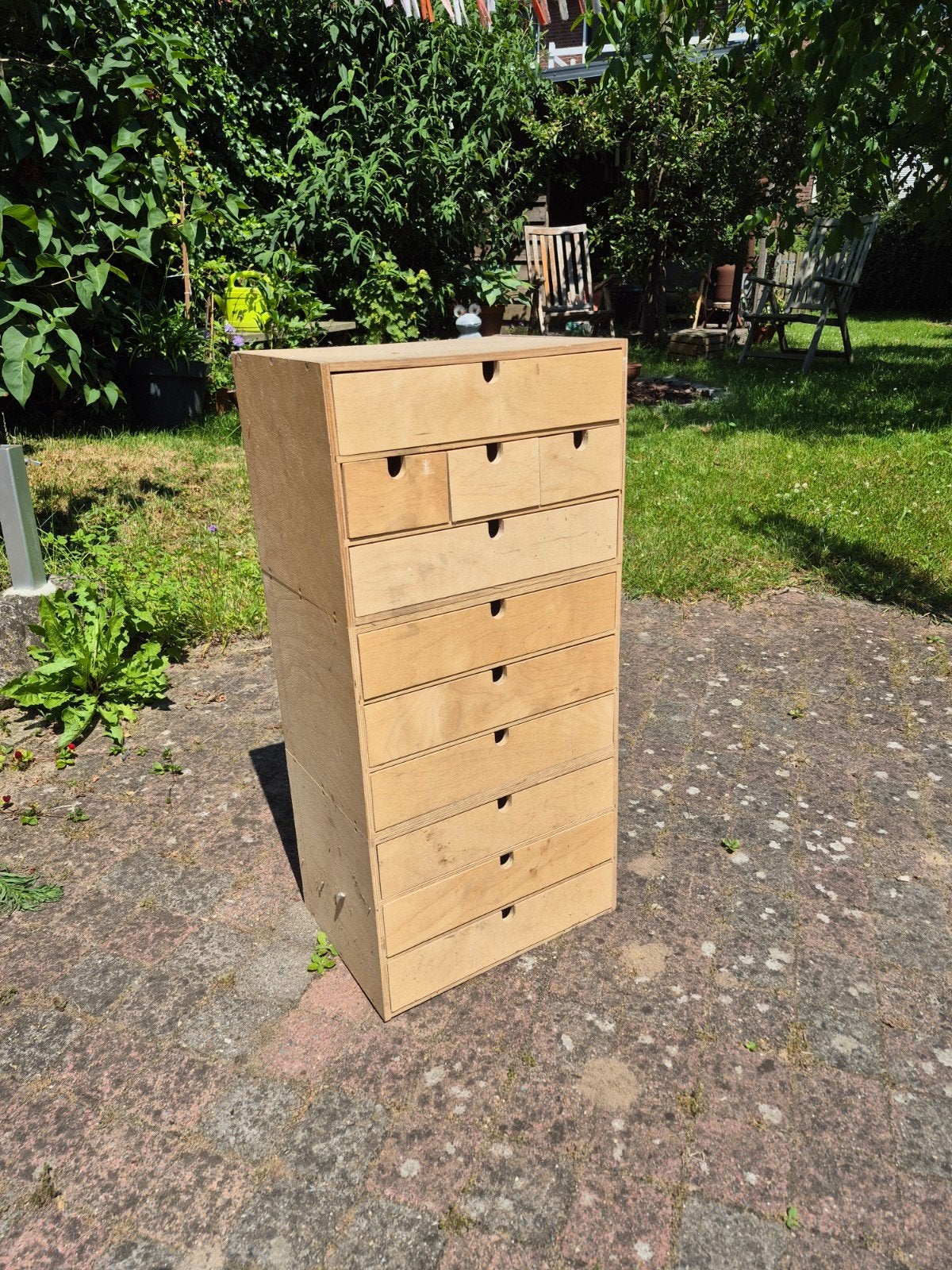 Gratis af te halen: Houten ladekast met 10 laden, Ophalen, Gebruikt, 5 laden of meer, 50 tot 100 cm