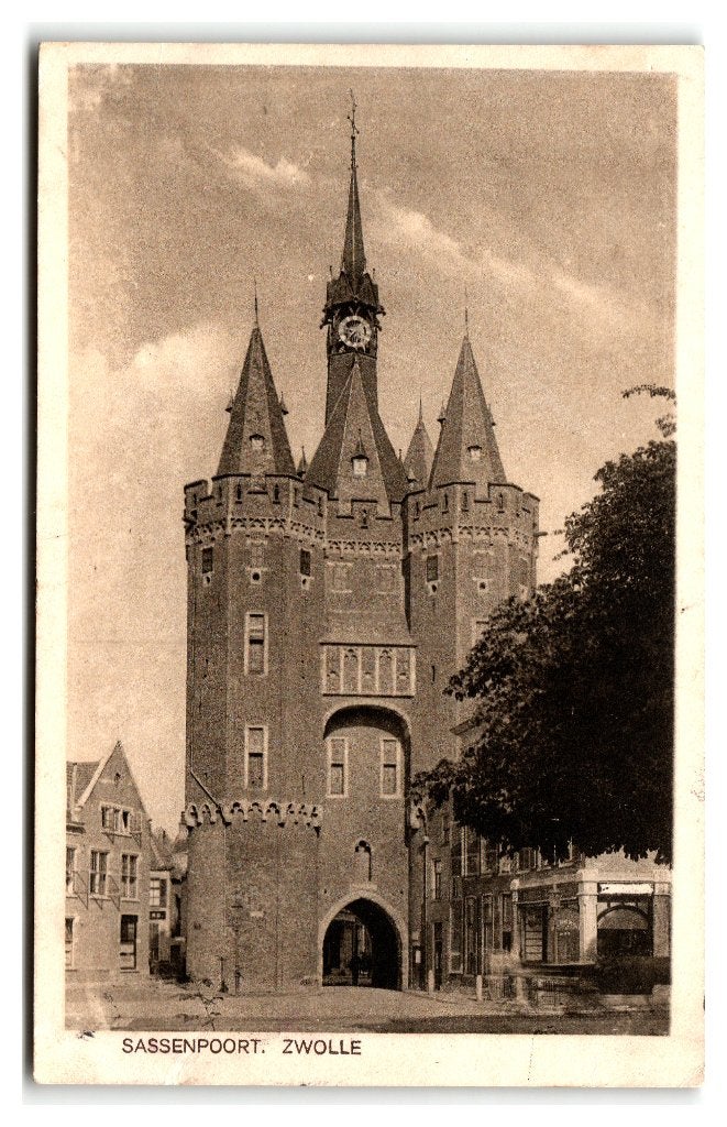Zwolle, Sassenpoort, Ophalen of Verzenden, 1920 tot 1940, Gelopen, Overijssel