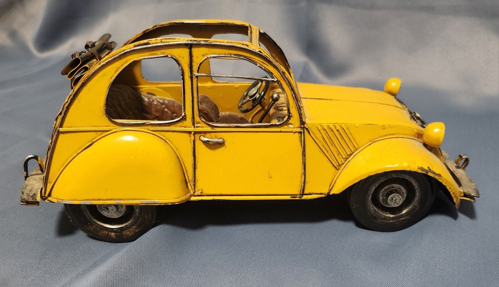 Vintage Gele Citroën 2CV Modelauto - Decoratie, Ophalen of Verzenden, Gebruikt, Auto's