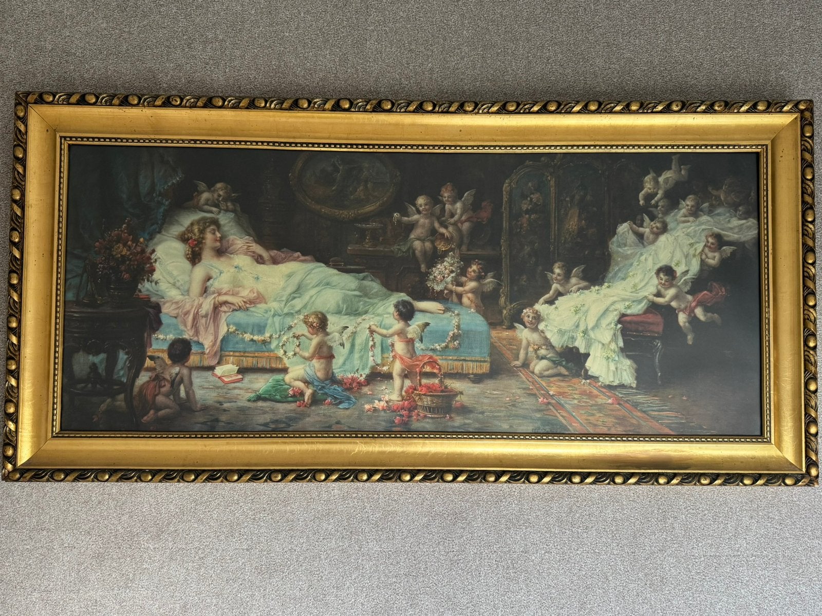 Antieke plaat bruid met engeltjes, Antiek en Kunst, Ophalen
