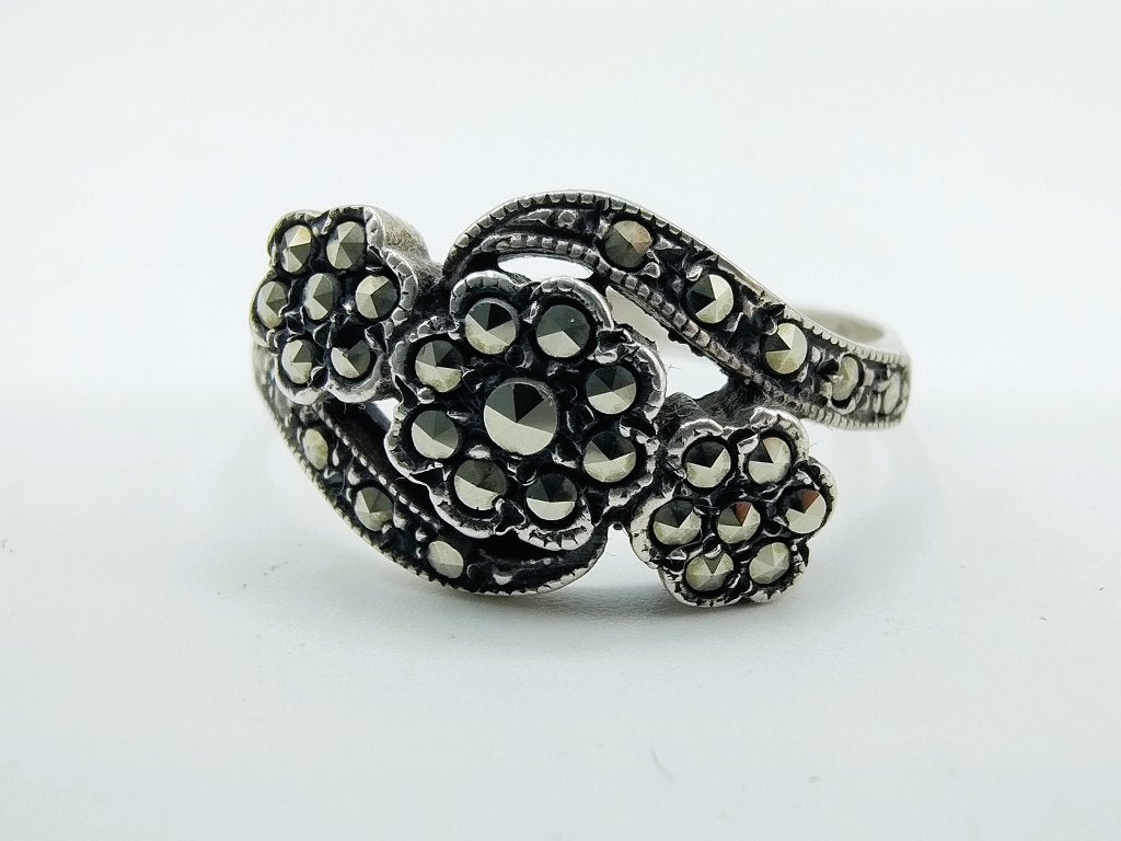 Zilveren ring met markasieten, 17 mm, Info@zilverwebsite.nl, Verzenden, Zo goed als nieuw, 17 tot 18