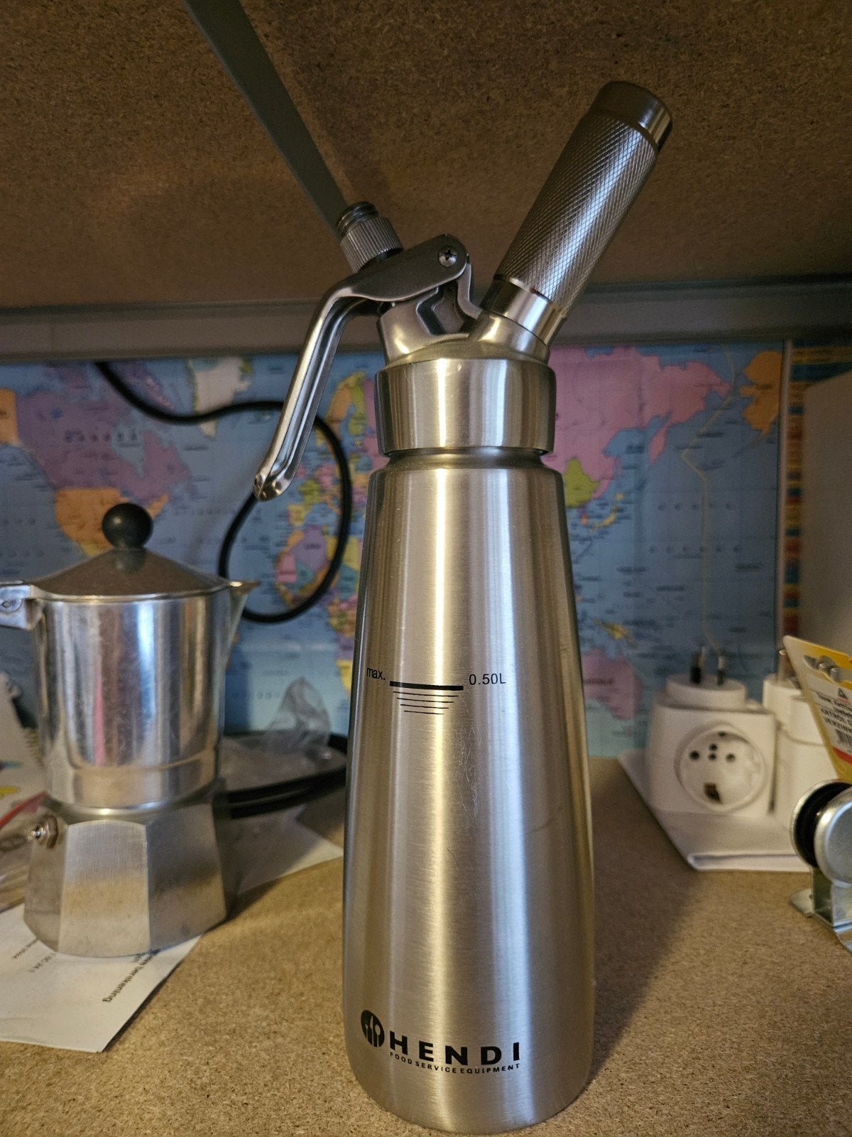 Hendi Slagroomspuit 0.5L - RVS, Ophalen, Hendi, Zilver, Metaal