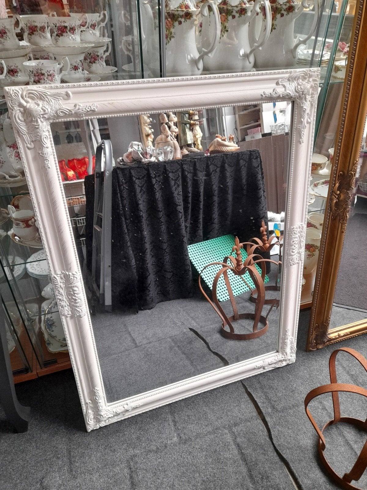 Mooie witte barok spiegel 70 / 90 cm, Ophalen of Verzenden, Zo goed als nieuw, Rechthoekig, Minder dan 100 cm