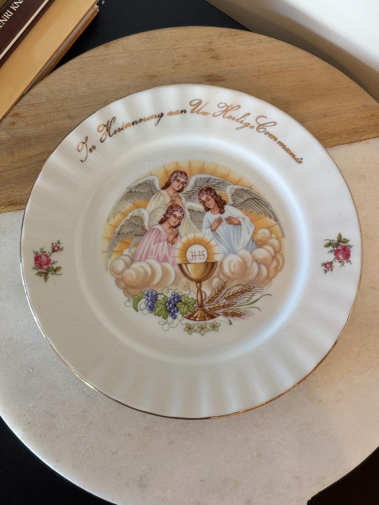 Vintage Communie Bord Engelen Religie, Verzamelen, Ophalen of Verzenden