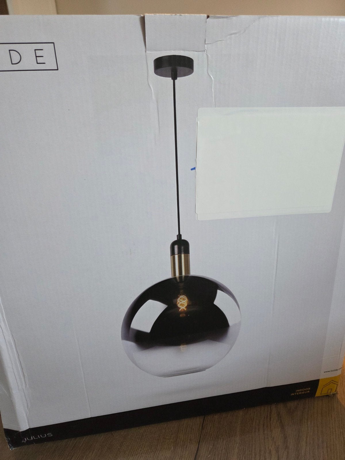 Lucide Julius Hanglamp Ø40 cm – Zwart/Smoke – Nieuw uit rest, Ophalen of Verzenden, Nieuw, Glas, Modern