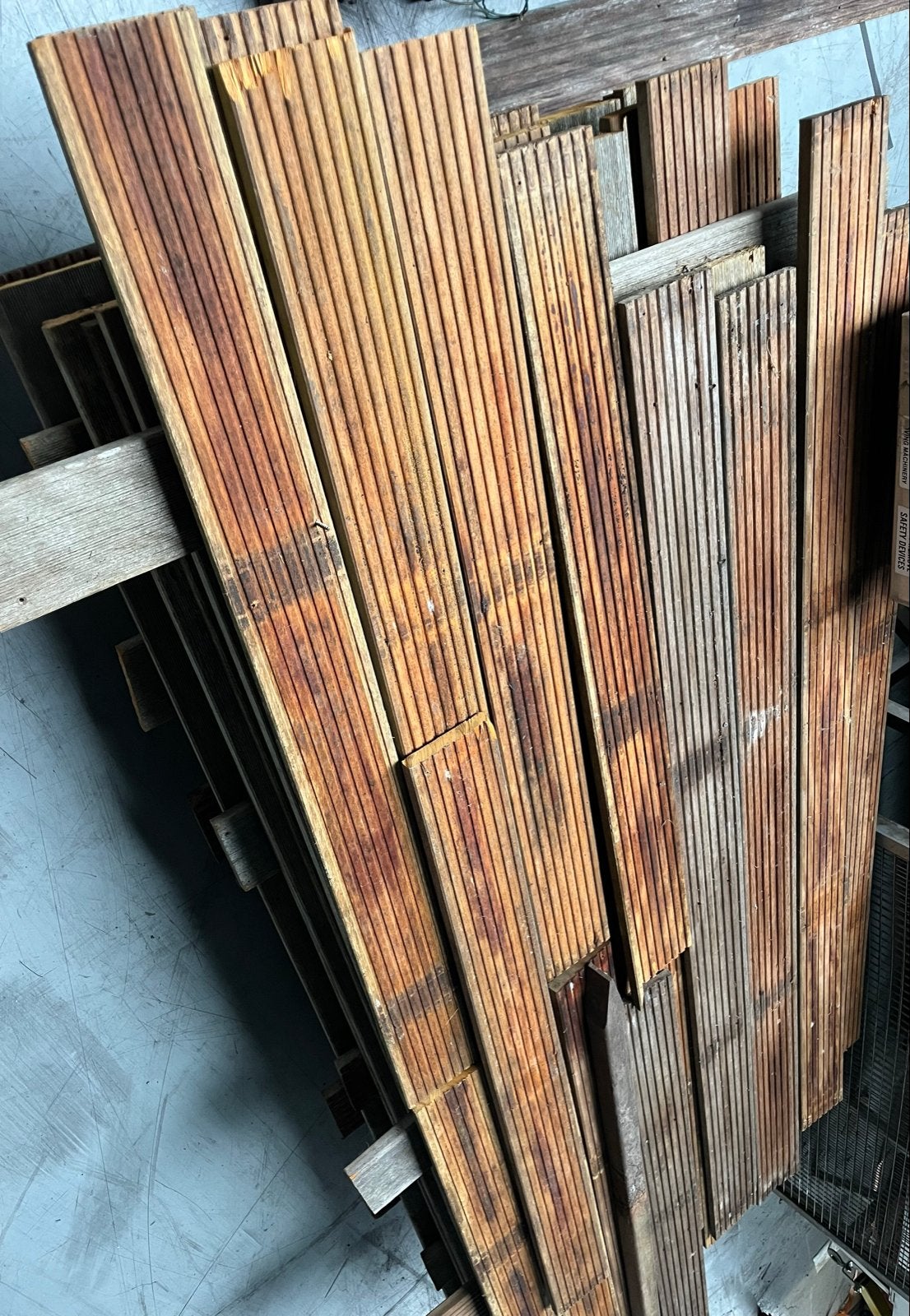 Gebruikte vlonderplanken - Diverse lengtes en diktes, Gebruikt, 25 tot 50 mm, Plank, 300 cm of meer