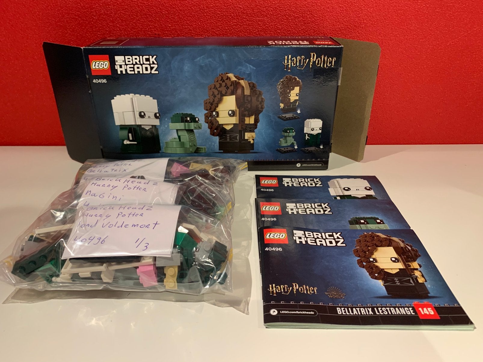 Lego HarryPotter Brickheadz Voldemort,Nagini,Bellatrix 40496, Ophalen of Verzenden, Zo goed als nieuw