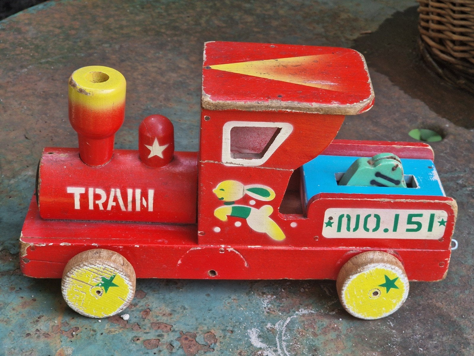 Vintage Engelse houten speelgoed trein - zeer decoratief, Ophalen