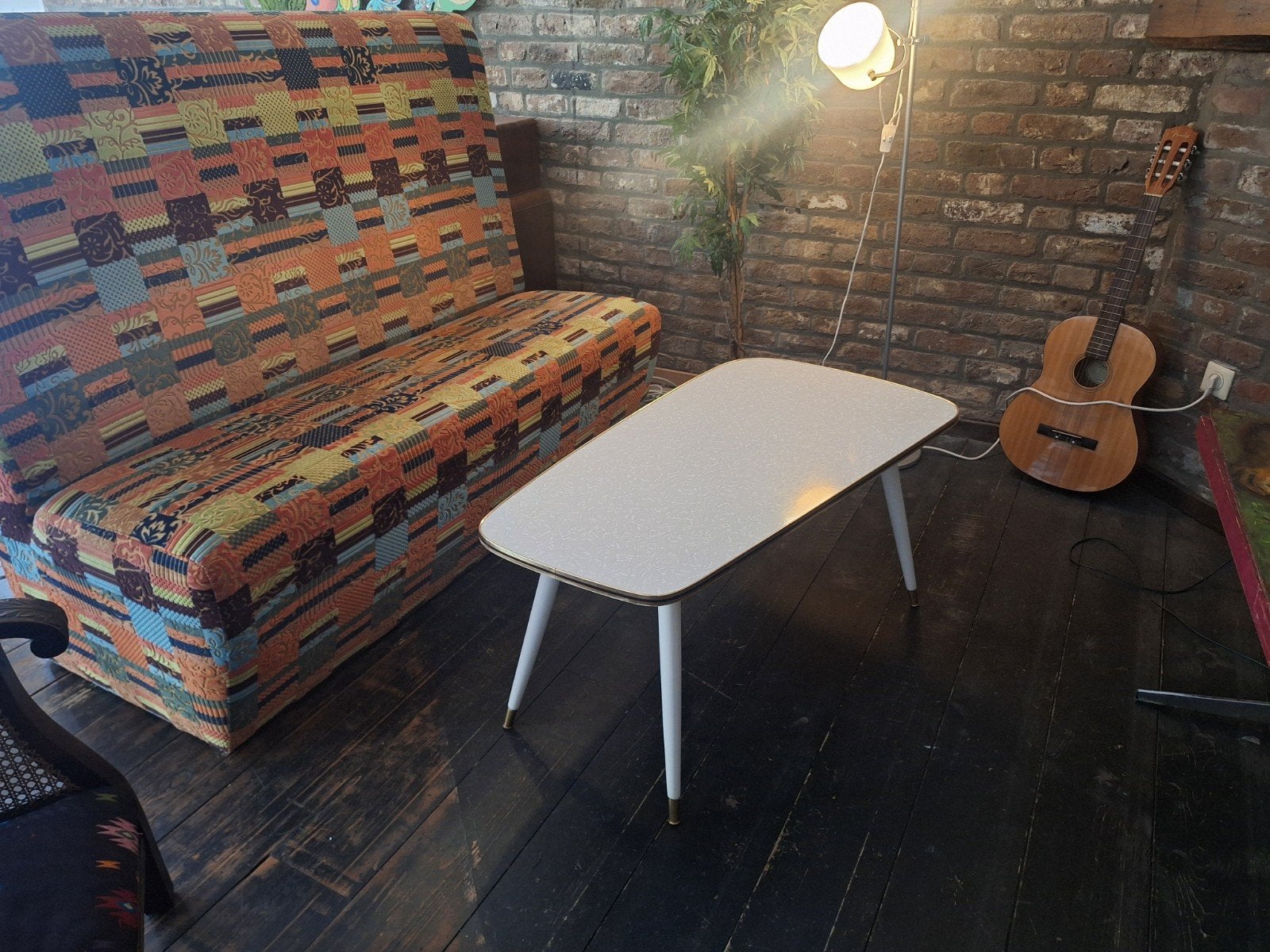 formica bijzettafel retro, jaren 50, Ophalen of Verzenden, Gebruikt, Bijzettafel, 2 zitplaatsen
