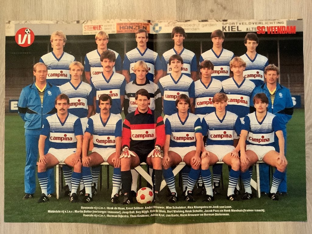 Poster SC Veendam Half jaren 80, Ophalen of Verzenden, Zo goed als nieuw, Overige binnenlandse clubs, Poster, Plaatje of Sticker
