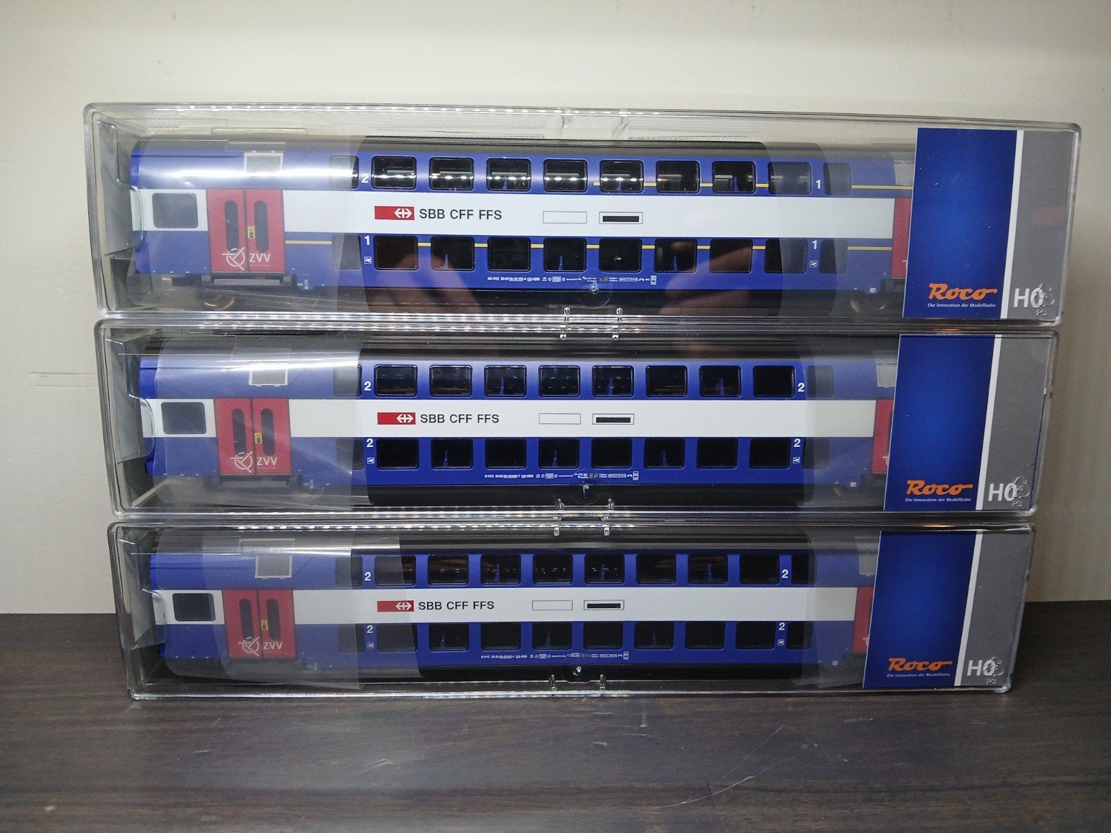 Roco 64133 - 3 pieces set double decker railcar, SBB., Ophalen of Verzenden, Nieuw, Wagon, Roco