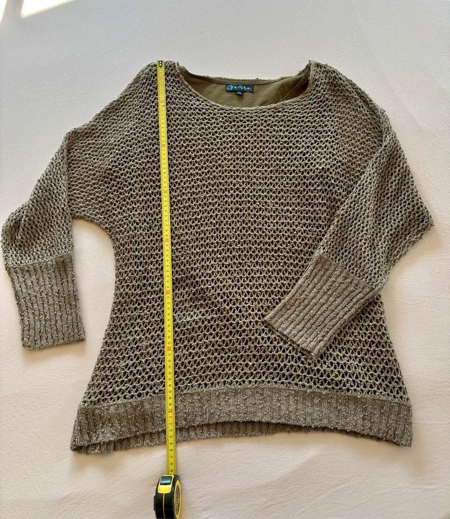 Olijfgroene Geisha trui met ondershirt, Ophalen of Verzenden, Zo goed als nieuw, Maat 42/44 (L), Groen