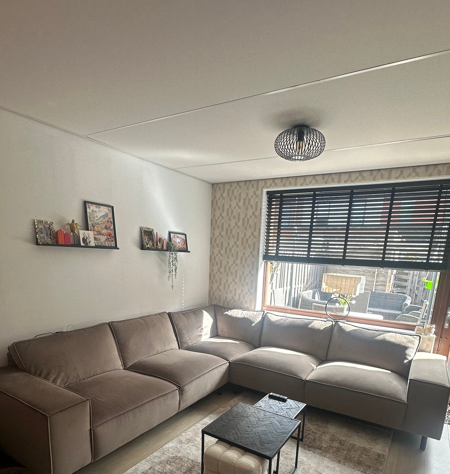 Zeer nette velvet hoekbank loungebank - 320x320cm, Ophalen, Zo goed als nieuw, Stof