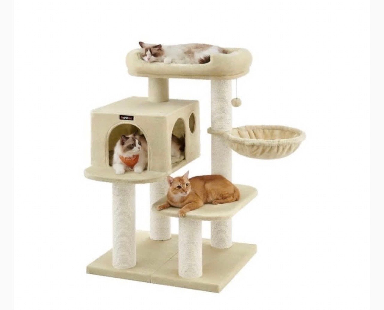 Krabpaal met dikke stammen, 112 cm, beige. Kat, dieren, Ophalen of Verzenden